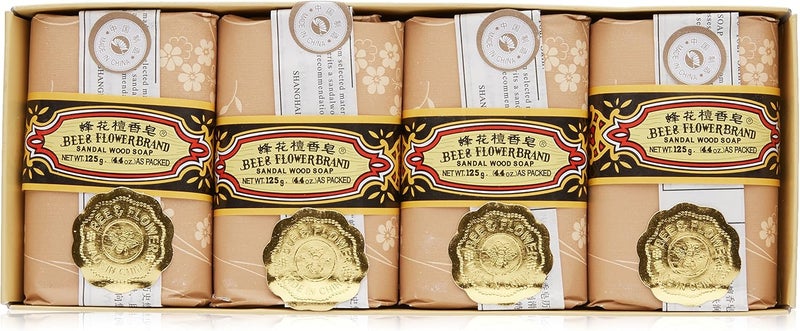 Bee & Flower Sandalwood Soap - 4 Pack of 4.4oz Bars - Image 1